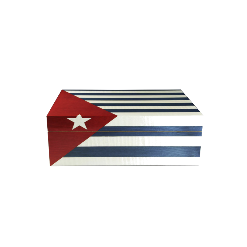 Humidor Azul con Bandera de Cuba 100 puros